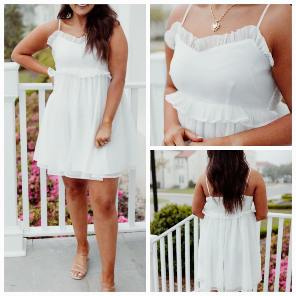 Ivory layered dress sundress size medium Entro